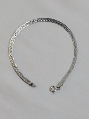 Vintage Sterling Herringbone Bracelet - 925 Silver Essentials